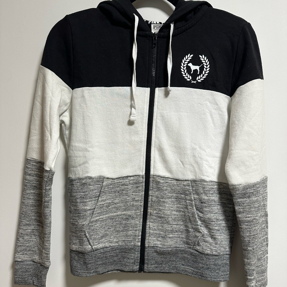 Victoria's Secret Black, White, and Gray Hoodie